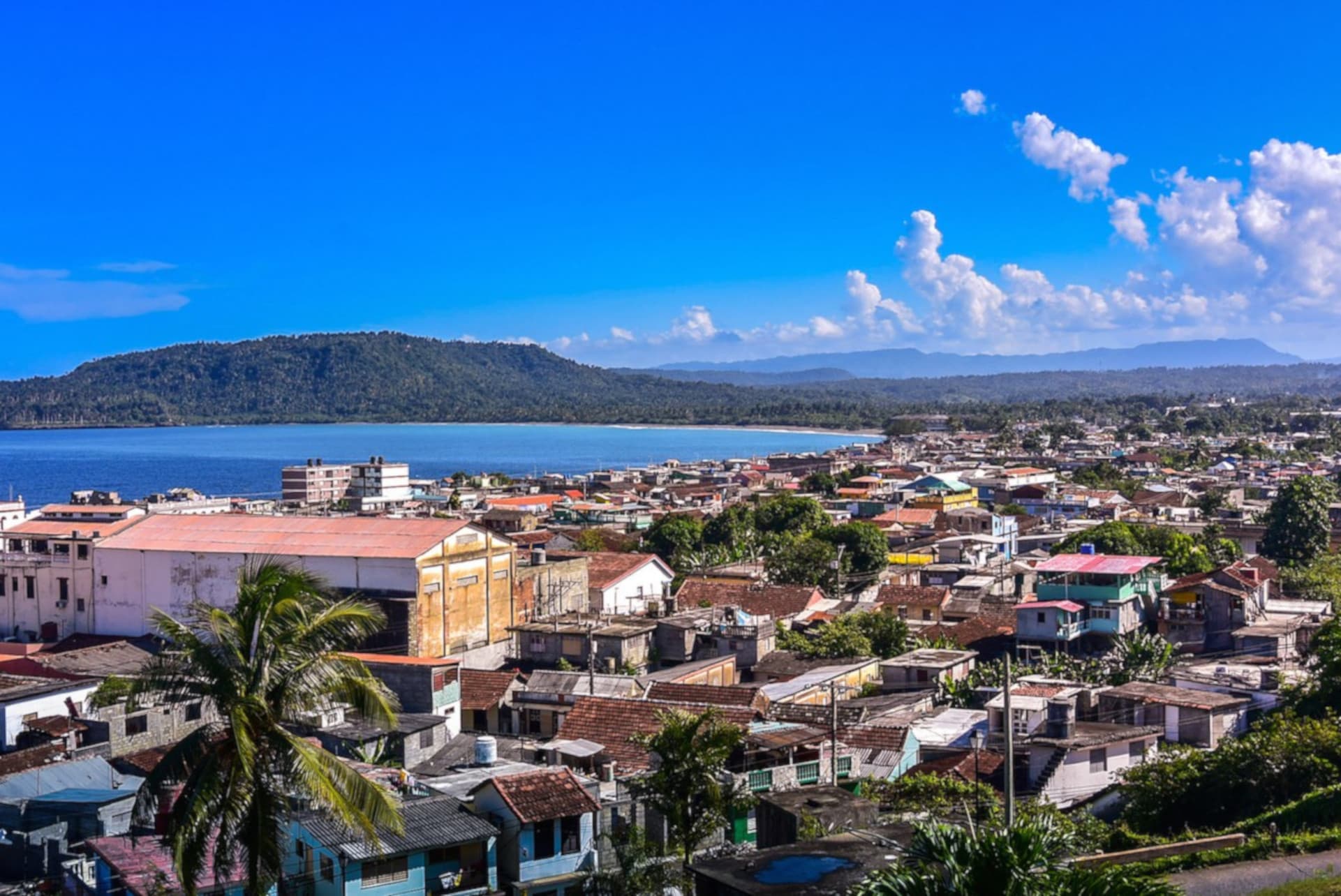 Tropical coastline and hills near Baracoa, eastern Cuba
